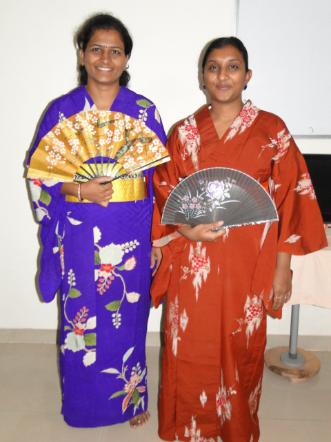 wearing kimono at japanese language class